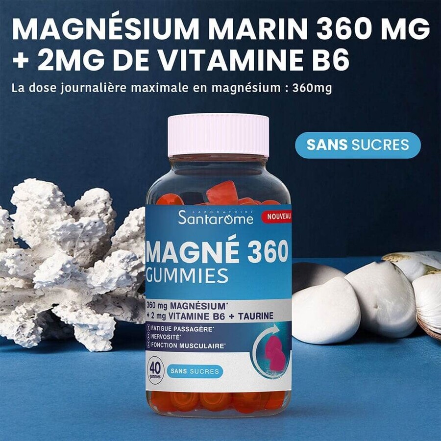 Santarome Magnesio 360 mg Relajación Sin Azúcar 40 Chicles