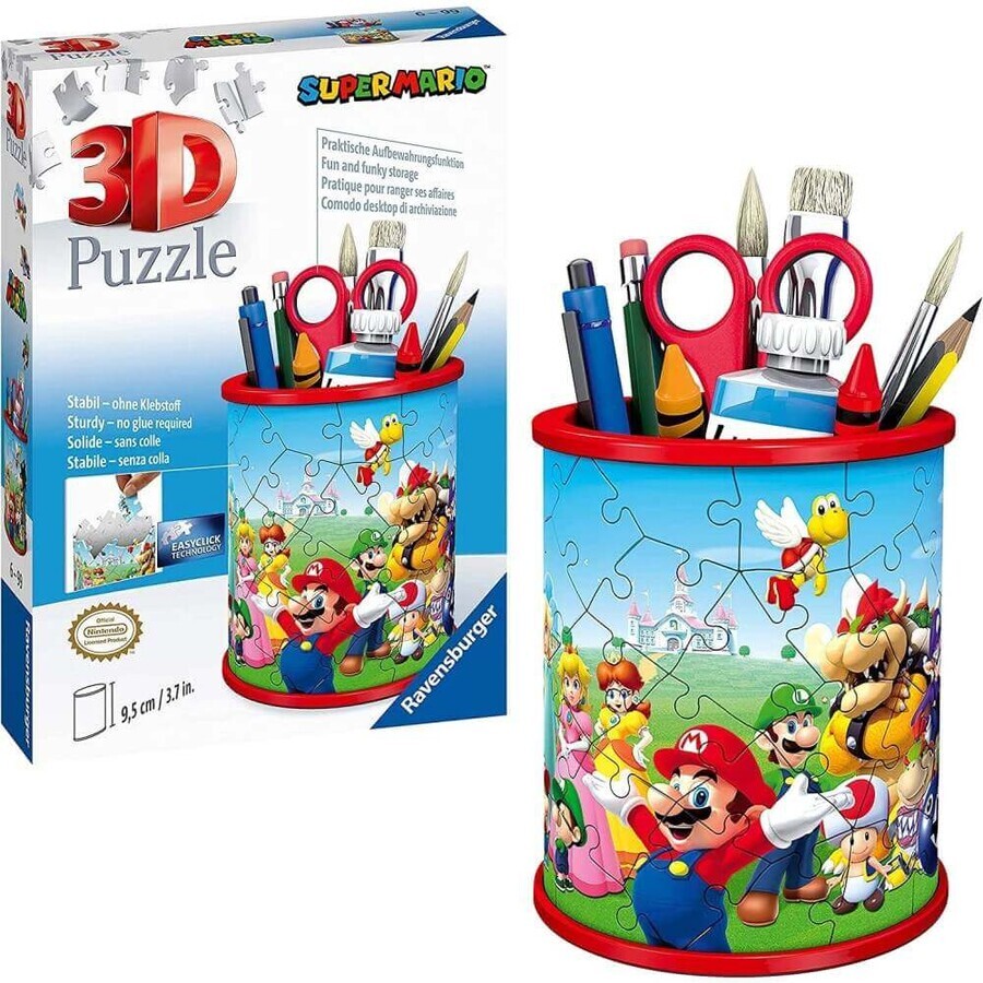 Puzzle 3D - Portalápices Super Mario, 54 piezas, Ravensburger