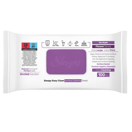 Sleepy Easy Clean Multi-Surface Wet Wipes, Orchid Garden, 100 pieces
