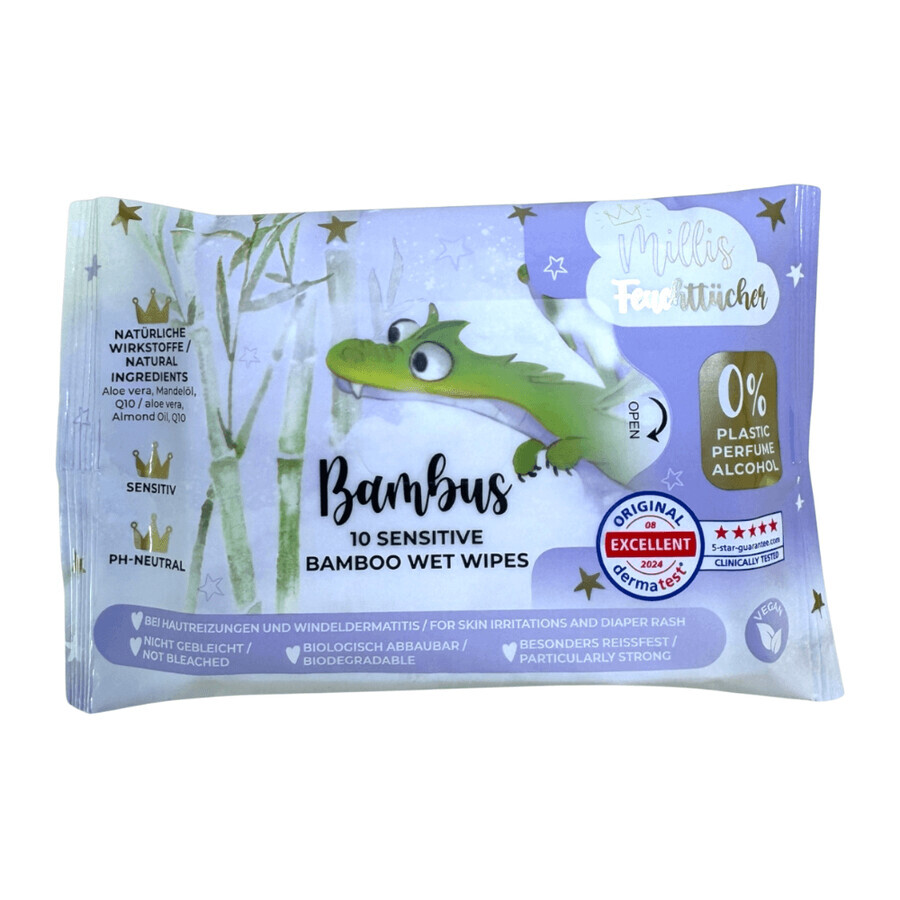 Serviettes humides en bambou, 10 pièces, Millis
