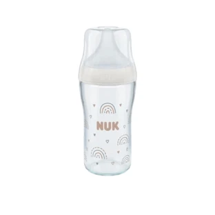 Glass feeding bottle Perfect Match, M, + 3 months, Rainbow, 230 ml, Nuk