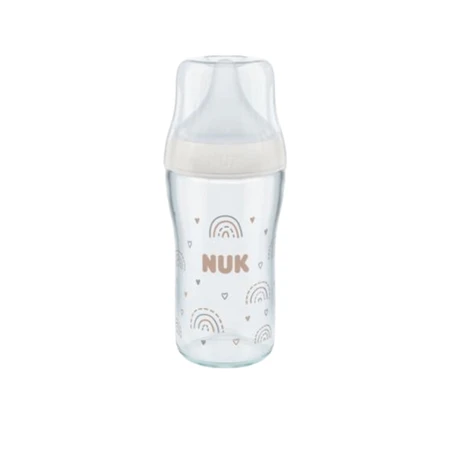 Glass feeding bottle Perfect Match, M, + 3 months, Rainbow, 230 ml, Nuk
