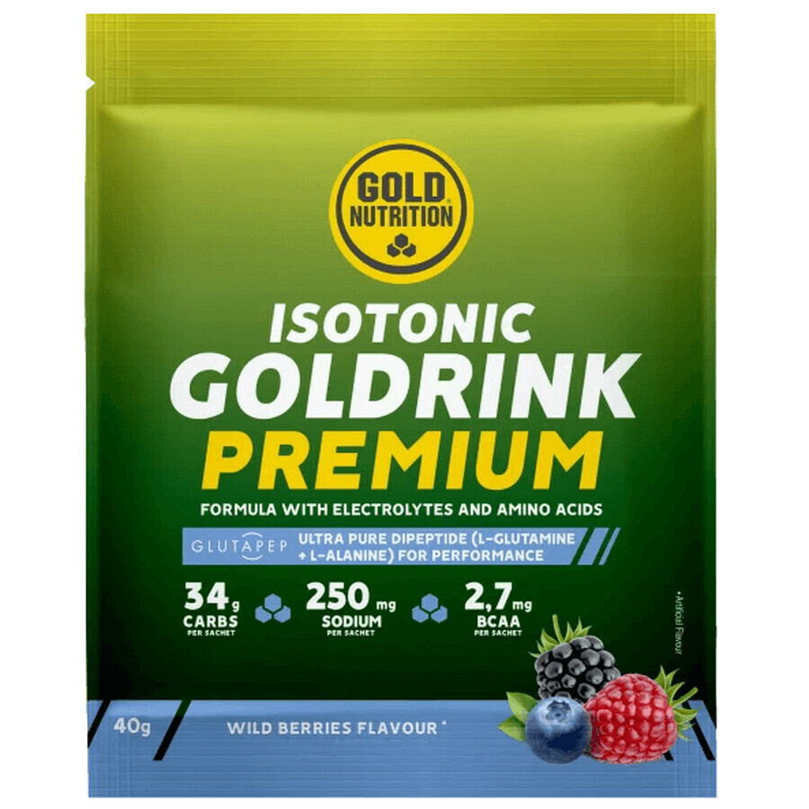 Goldrink Premium Isotonic Amino Acid Powder, Berries, 40 g, Gold Nutrition
