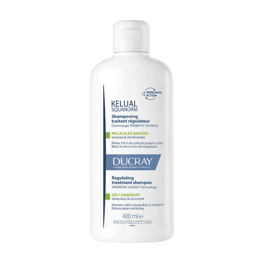 Champú seborregulador dermocosmético caspa grasa Kelual, 400 ml, Ducray