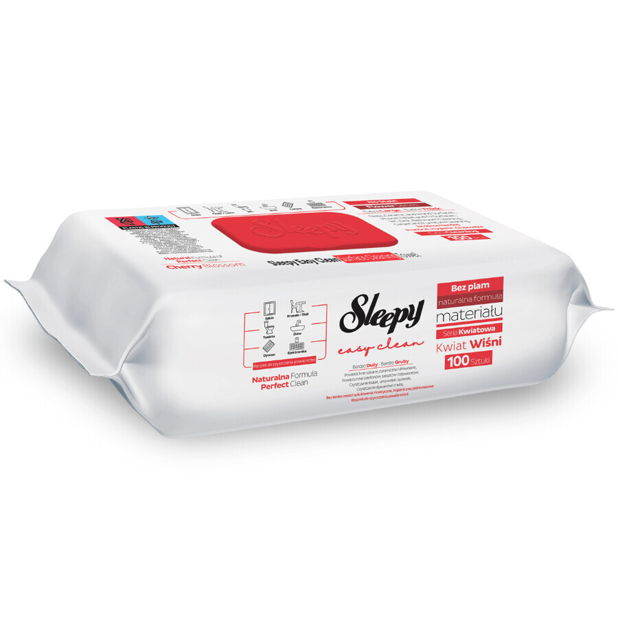 Easy Clean multipurpose wet wipes, Cherry Blossom, 100 pieces, Sleepy