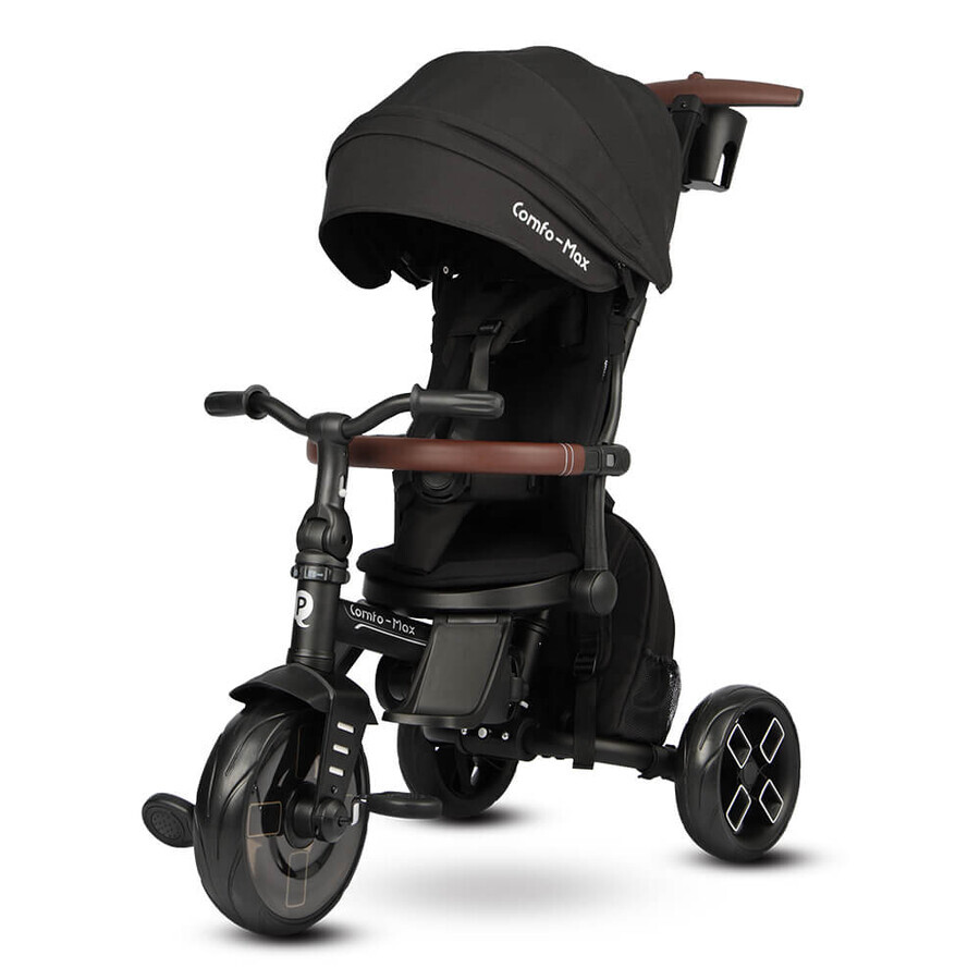 Comfo Max 8in1 ultra-opvouwbare driewieler, 10 maanden+, Zwart, Qplay