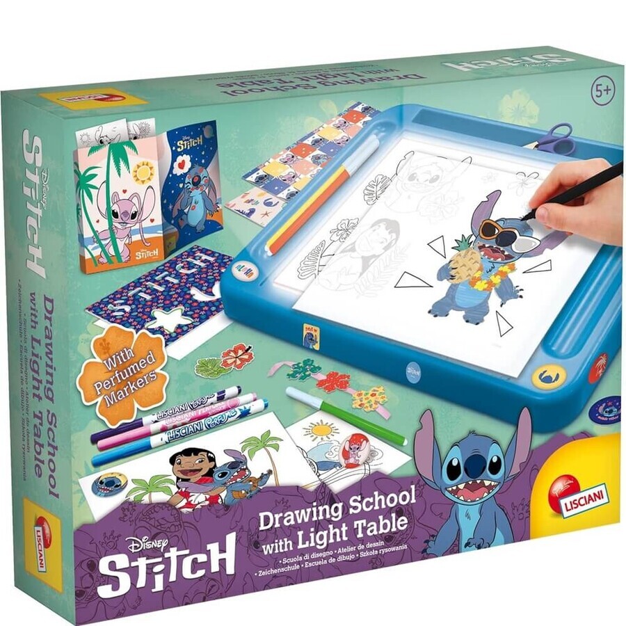 Drawing board with lights, +5 years, Stitch, Lisciani