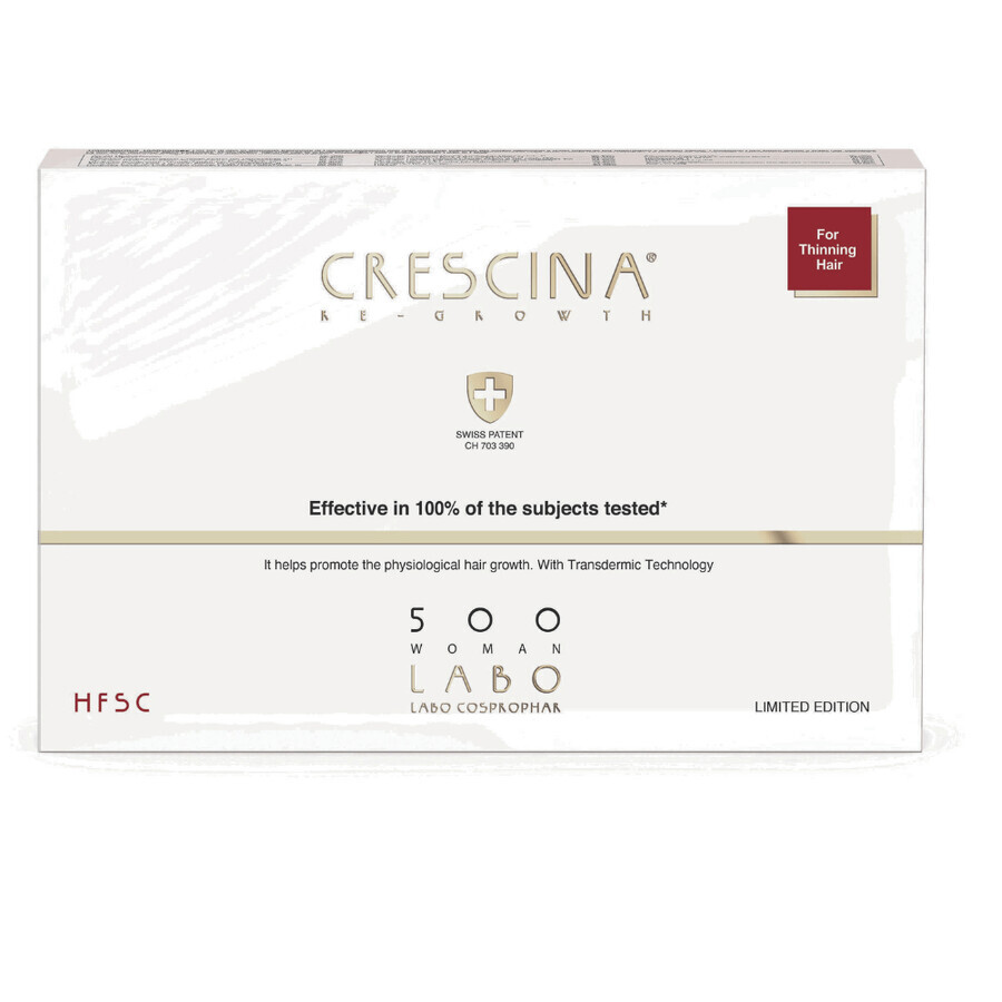 Intensive hair growth treatment 500 Woman Crescina Re-Growth, 5 ampoules, Labo
