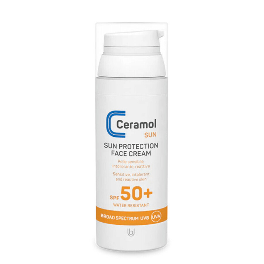 Crema solare protettiva SPF50+ per pelli sensibili e reattive, 50 ml, Ceramol