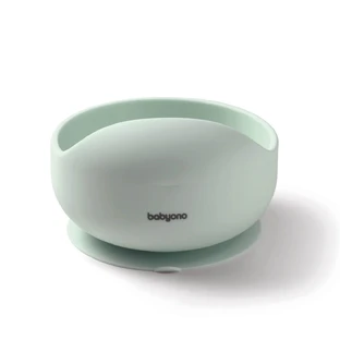 Silicone bowl with suction cup for babies, 6 months+, Mint Green, Babyono