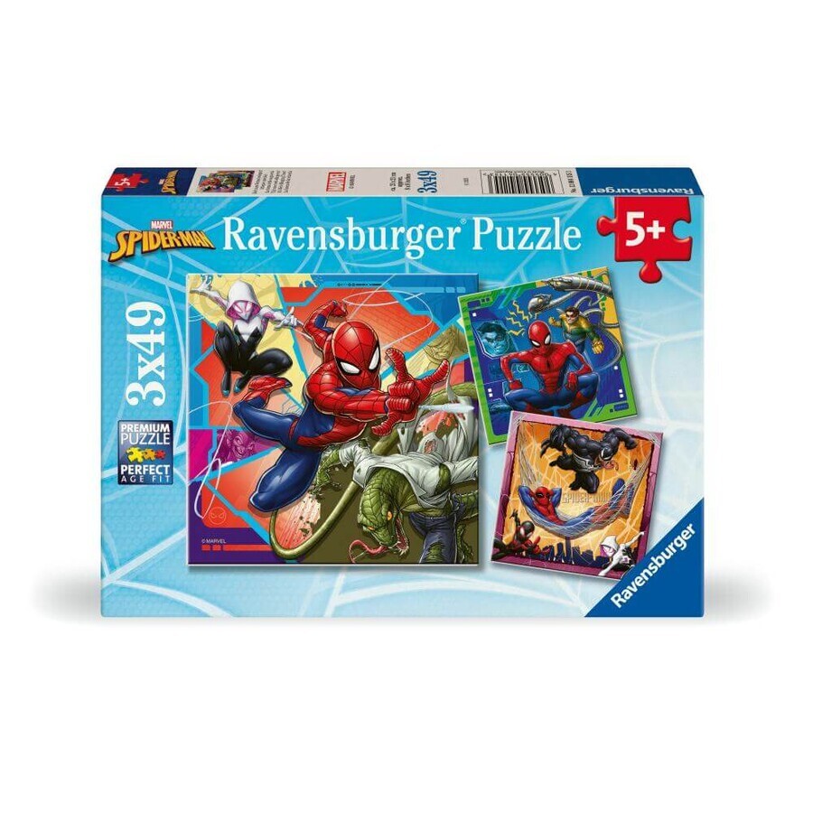 Puzzle Marvel Spiderman, 3x49 piezas, Ravensburger