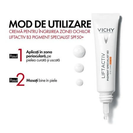Anti-rimpel oogomtrekcrème met SPF 50+ Liftactiv B3, 15 ml, Vichy