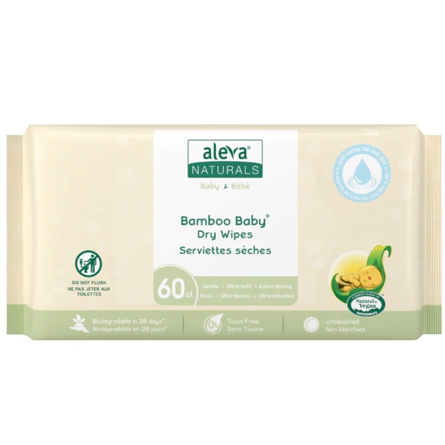 Servietten aus getrockneten Bambusfasern, 60 Stück, Aleva Naturals
