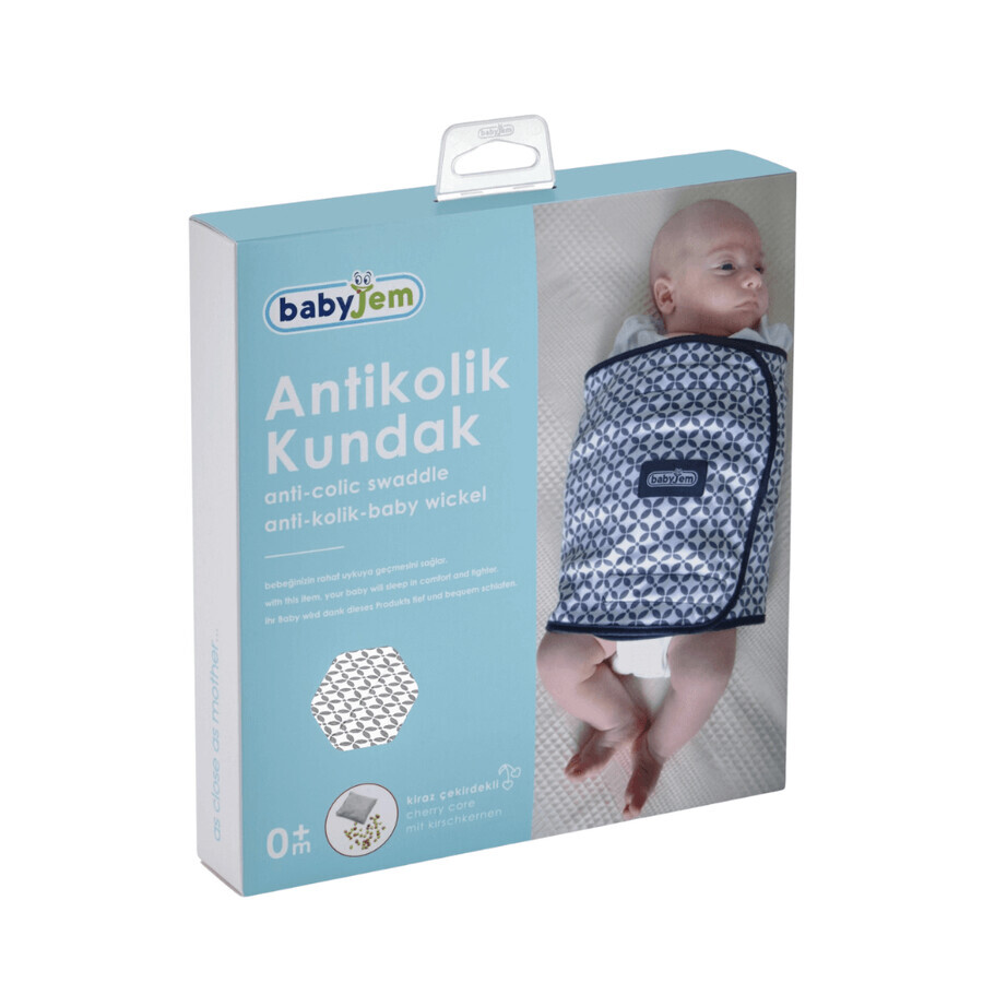 Swaddling system with anti-colic pillow made of cherry pips, 0 months+, BabyJem