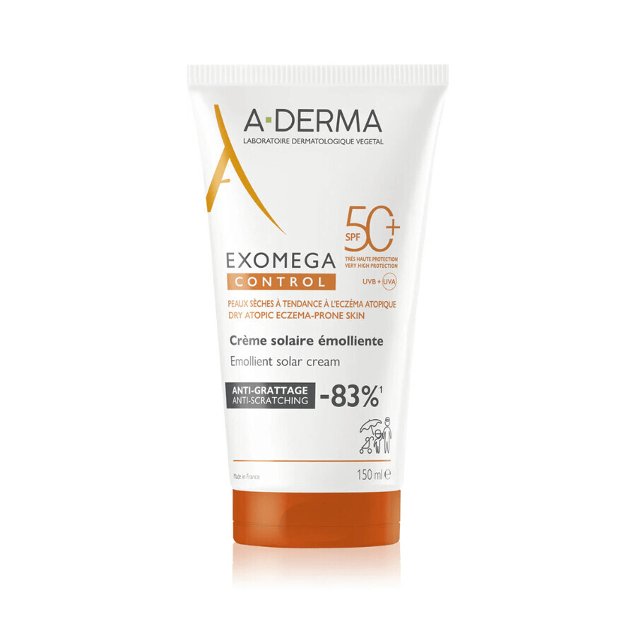Crema de protección solar SPF50+ para piel seca-sensible Exomega Control, 150 ml, A-derma