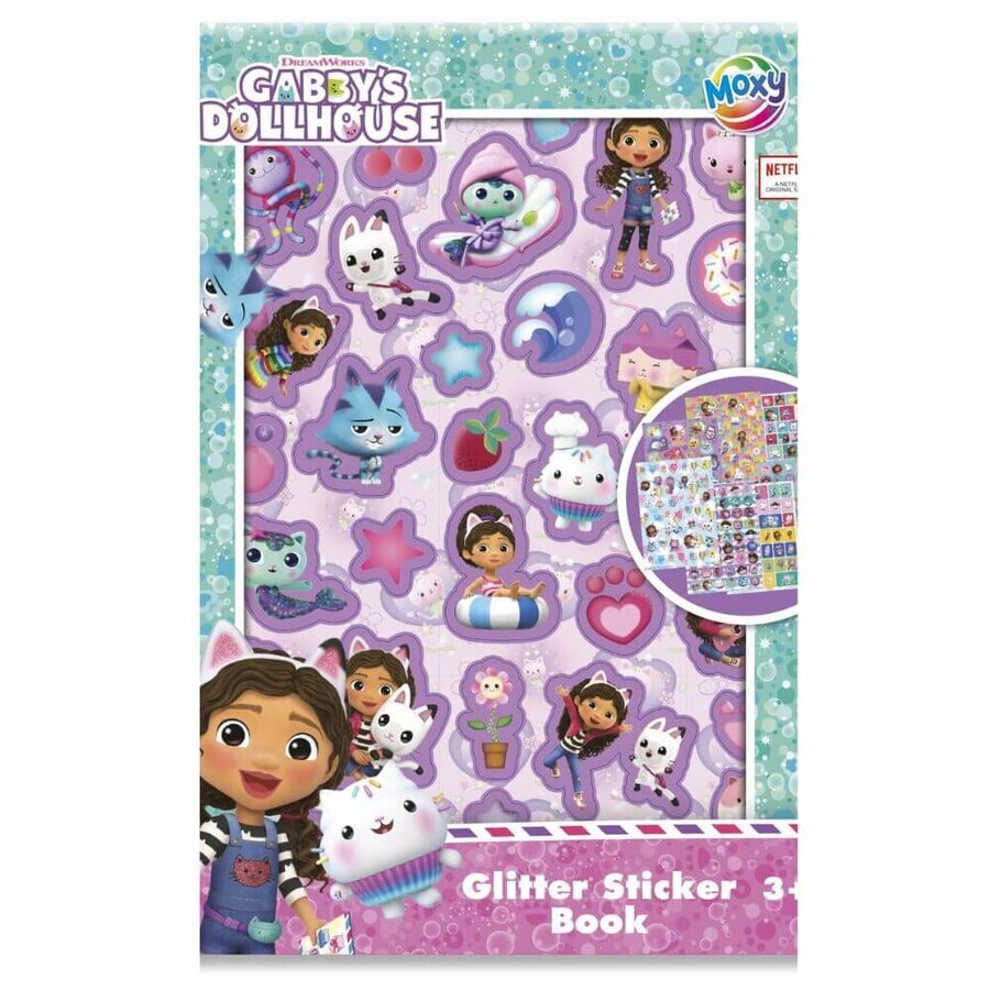 Gabby's Dollhouse glitter stickers, 3 years+, Moxy