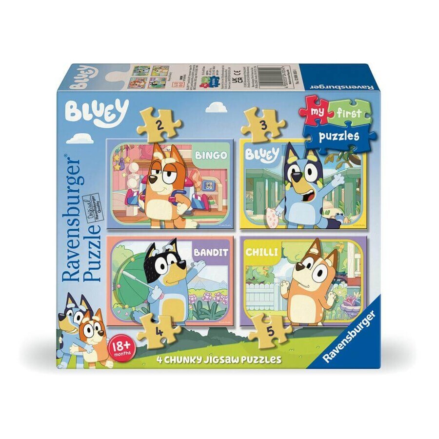 Puzzle Bluey 4 x 1, 18 luni+, Ravensburger