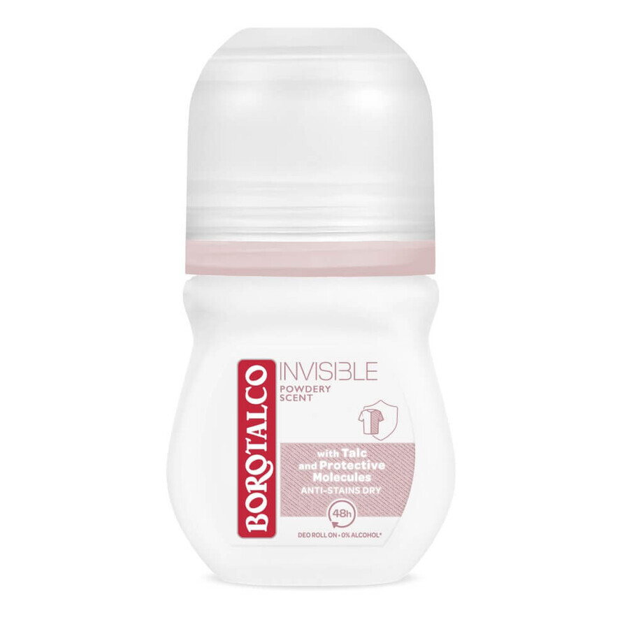 Invisible Roll-on Deodorant, Pink, 50 ml, Borotalco