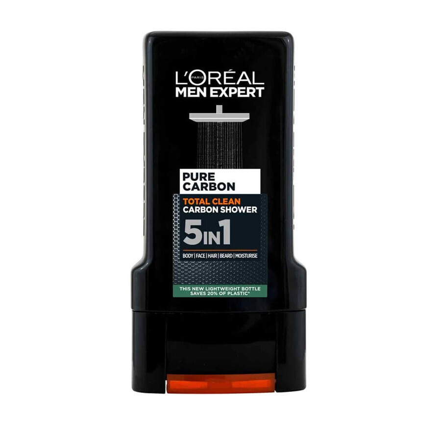 Gel de dus pentru barbati 5-in-1 Pure Carbon Men Expert, 300 ml, Loreal Paris