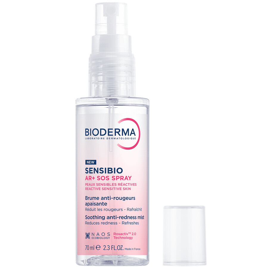 Anti-redness soothing spray for sensitive and reactive skin Sensibio AR+, 70 ml, Bioderma