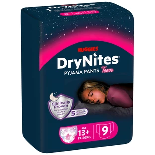 Nachtluiers DryNites, 49-60 kg, 13 jaar+, Meisjes, 9 stuks, Huggies