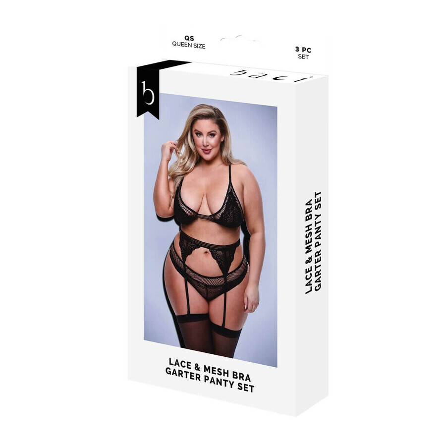 Set intimo Baci Lingerie Nero 3 Pezzi (Queen)