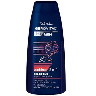Gerovital H3 Gel de Ducha Masculino Activo 3 en 1, 400ml, Farmec