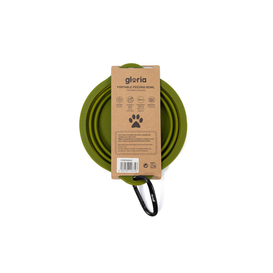 Gamelle Pliable pour Animaux Domestiques Gloria Vert Silicone Aluminium 550 ml Gamelle Pliable pour Animaux Domestiques Gloria Vert Silicone Aluminium 550 ml