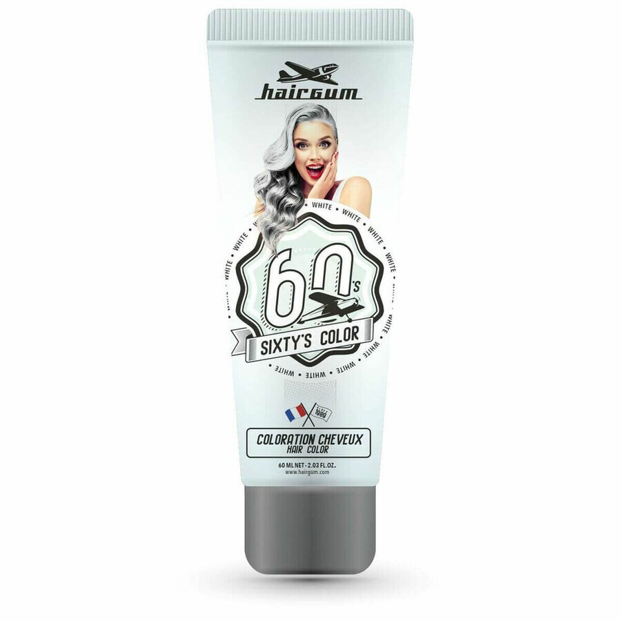 Semi-permanent Colourant Hairgum Sixty's Color White (60 ml)