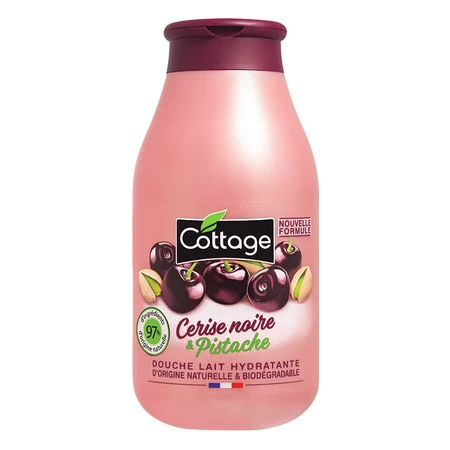 Hydraterende douchegel met melk en zwarte kers- en pistache-extract, 250 ml, Cottage