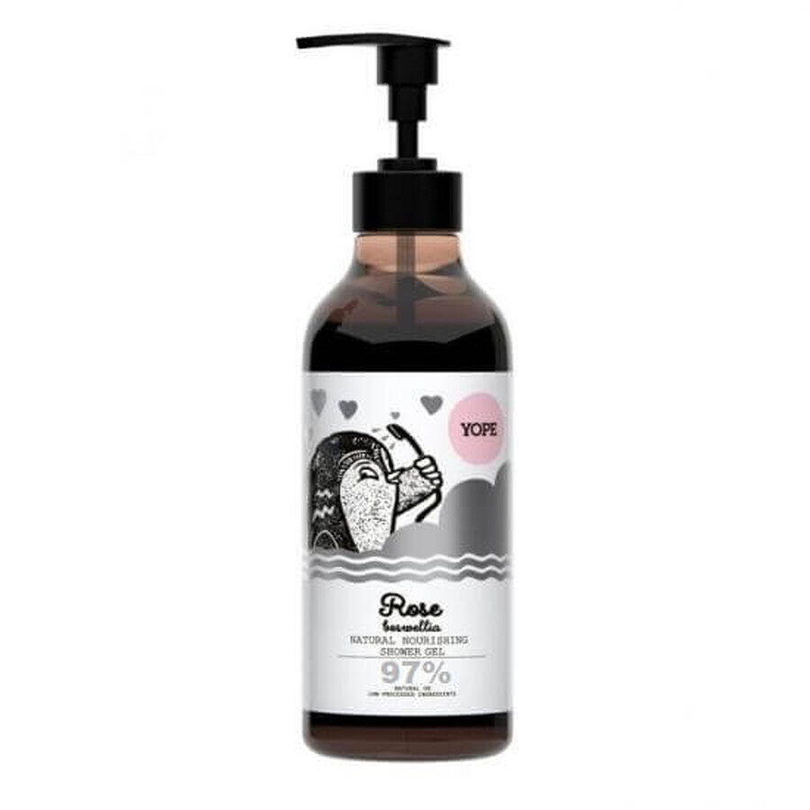 Gel de ducha nutritivo con rosa y boswellia, 400ml, Yope