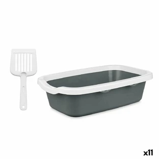 Arena para gatos Mascow 87954 Plástico Blanco Antracita 25 x 11 x 2 cm (11 Unidades)