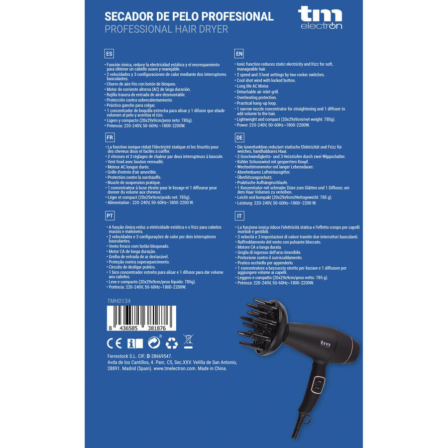 Uscător de Păr TM Electron 1800-2200 W