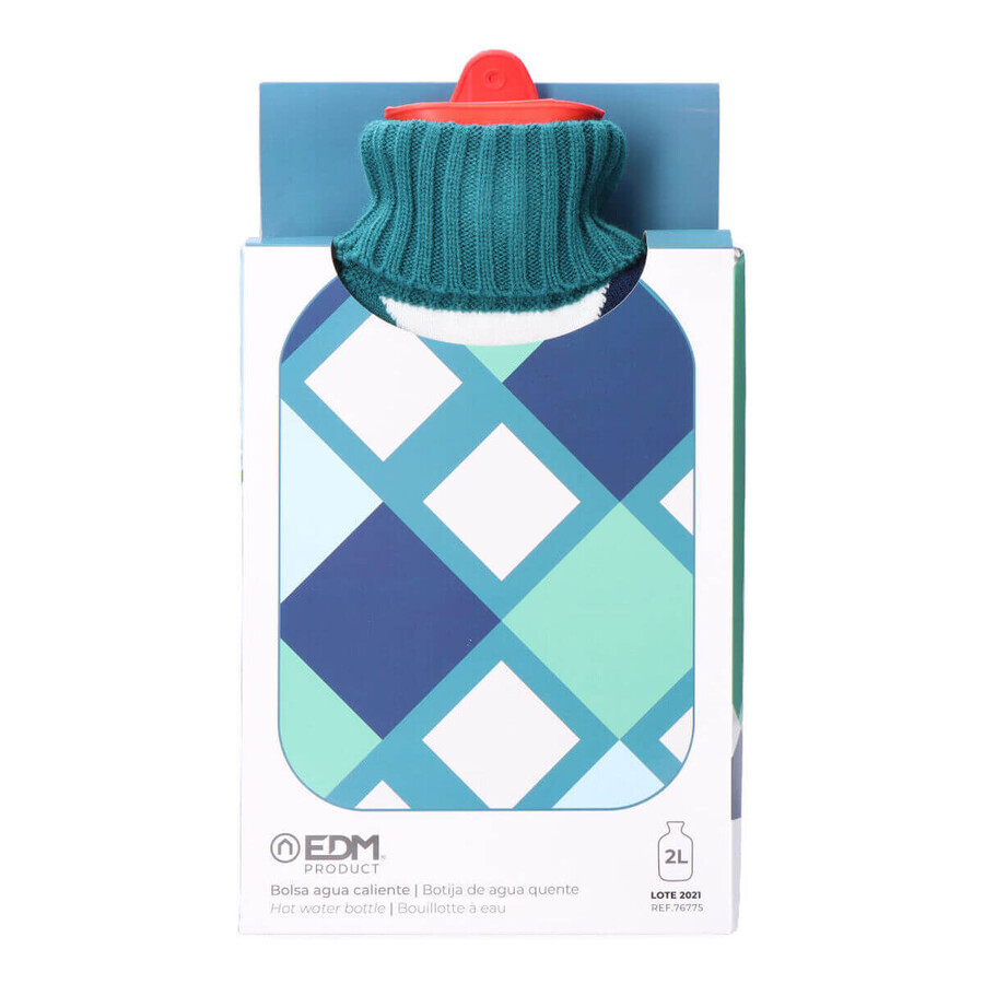 Wärmflasche EDM 76775 Blau Kariert Wolle 2 L Wärmflasche EDM 76775 Blau Kariert Wolle 2 L