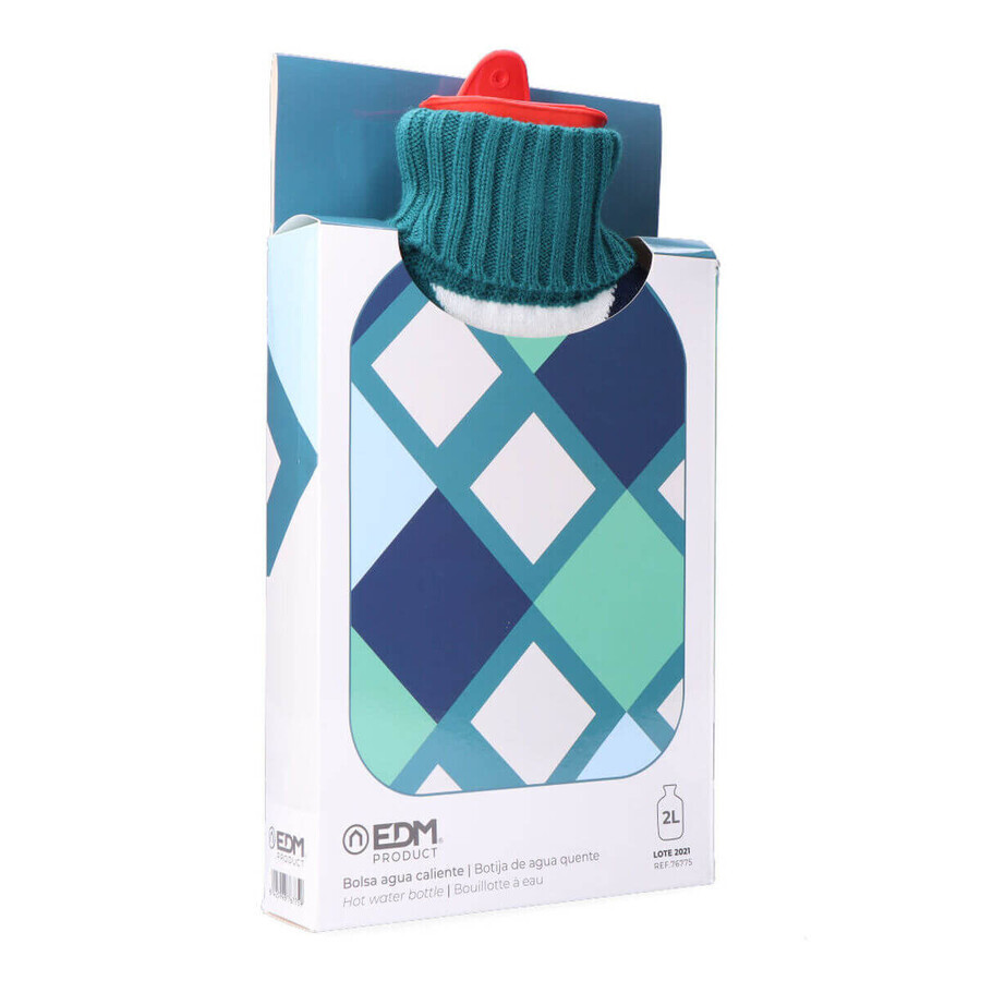 Wärmflasche EDM 76775 Blau Kariert Wolle 2 L Wärmflasche EDM 76775 Blau Kariert Wolle 2 L