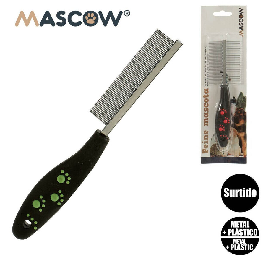 Pieptene Mascow 27793 Negru Roșu Verde Poliester Oțel 4 x 20,5 x 1,5 cm 12 Unități