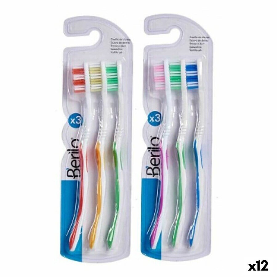 Periuță de Dinți Berilo AR1410005 Galben Albastru Roșu Verde Roz (12 Unități)
