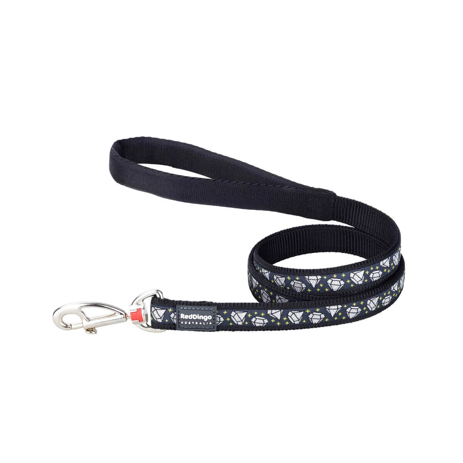 Lesă pentru câine Red Dingo STYLE DIAMOND Black 15mm x 120 cm
