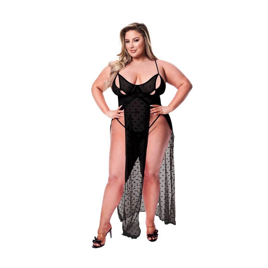 Babydoll Baci Lingerie Jurkje & G-string Zwart Damesmaat 2 Stuks
