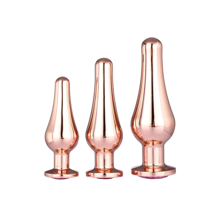 Set de Plugs Anales Gleaming Rose Gold Dream Toys, 3 uds.