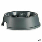 Bol de hrănire pentru animale, pentru mâncare lentă, plastic antracit (27 x 7,5 x 27 cm) (12 Unități)