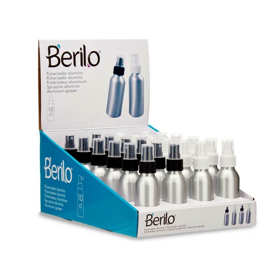 Auffüllbare Sprühflasche Berilo CH9979-2 Weiß Schwarz Durchsichtig Silberfarben Aluminium Polypropylen 100 ml (24 Stück)