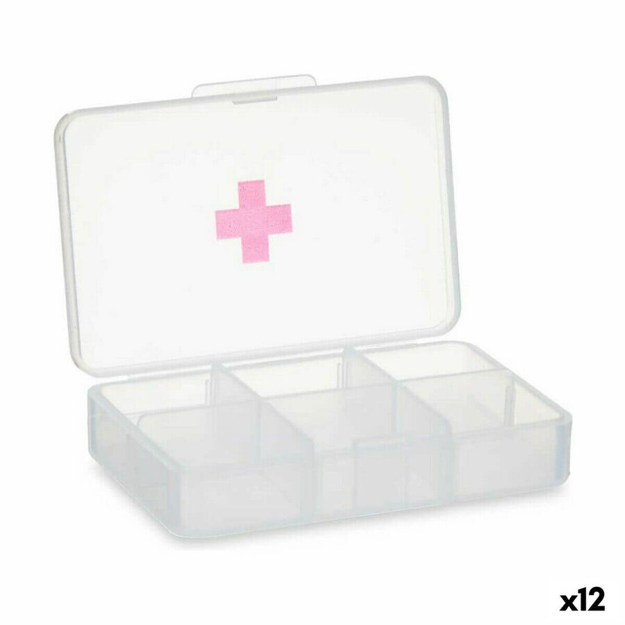 Portapillole con Scompartimenti Berilo HW0929-1 Trasparente Plastica 11,5 x 18 x 2,2 cm (12 Unità)