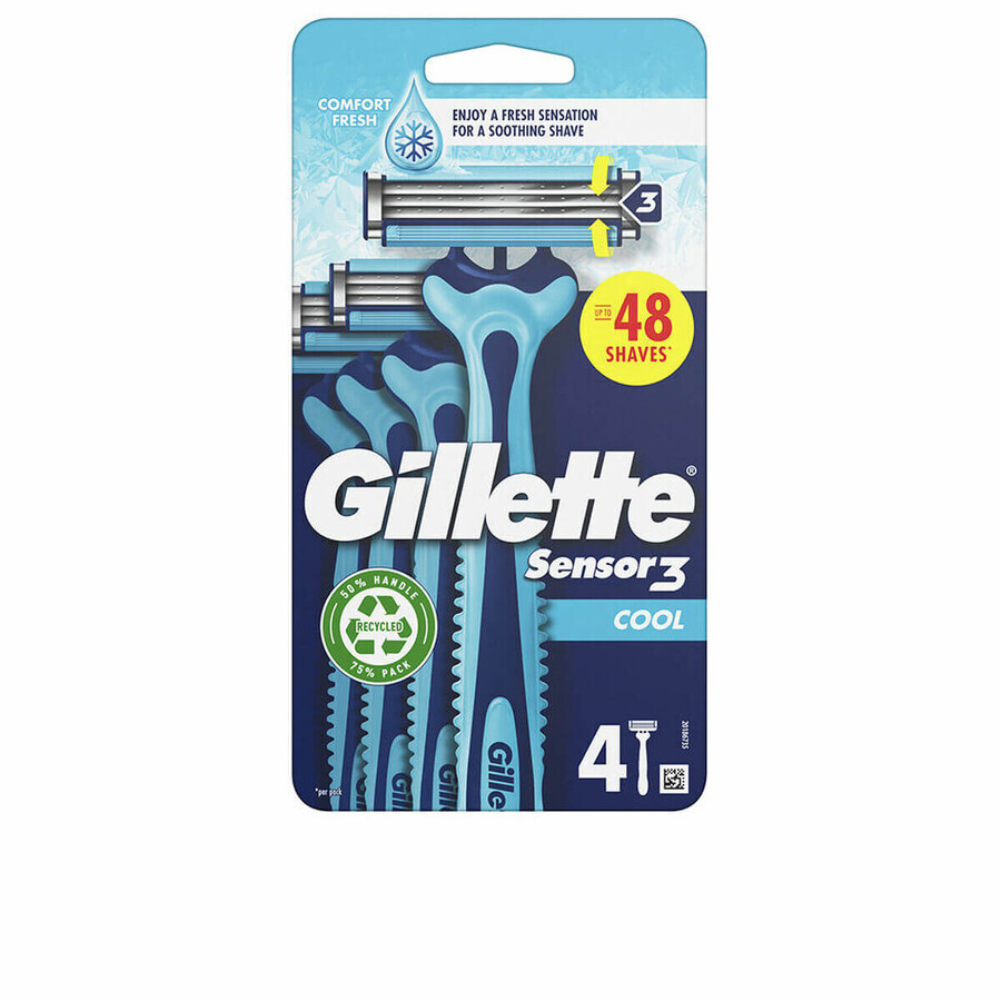Boutique Rasoir jetable Gillette SENSOR 3 COOL (4 unités) Rasoir jetable Gillette SENSOR 3 COOL (4 unités)
