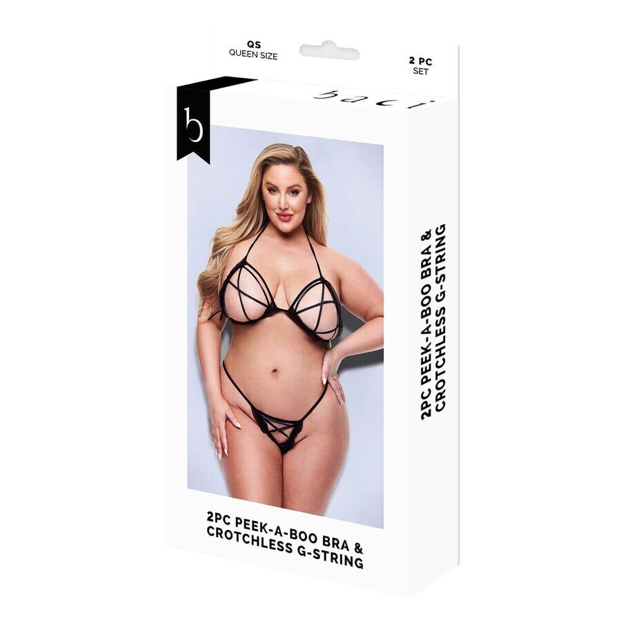 Ondergoed Set Baci Lingerie Kruisloos G- Zwart 2-Delig (Queen size)