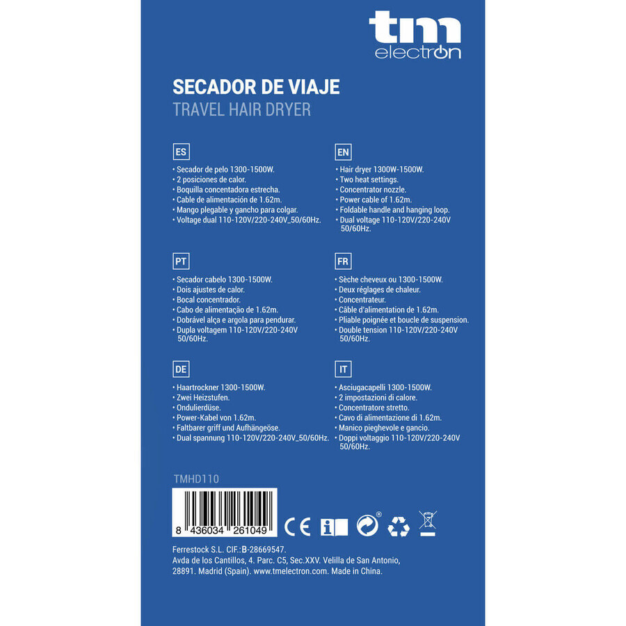 Hairdryer TM Electron 1500 W