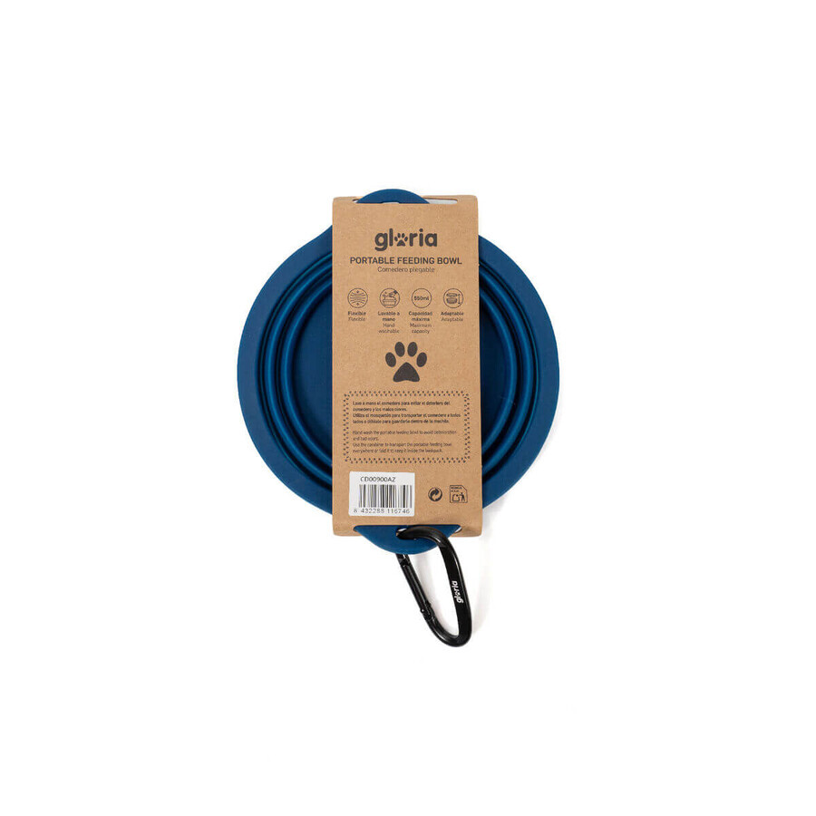 Folding Pet Bowl Gloria Blue Silicone Aluminium 550 ml Folding Pet Bowl Gloria Blue Silicone Aluminium 550 ml