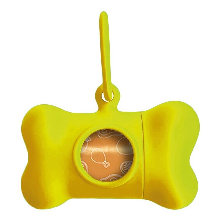 Dozator de Saci pentru Animale de Companie United Pets Bon Ton Neon Câine Galben (8 x 4,2 x 5 cm)