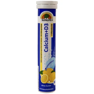 Kalzium mit Vitamin D3, 20 Tabletten, Sunlife