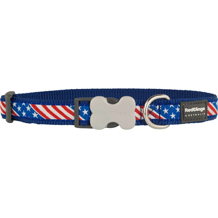 Zgardă pentru câini Red Dingo STYLE US FLAG 31-47 cm